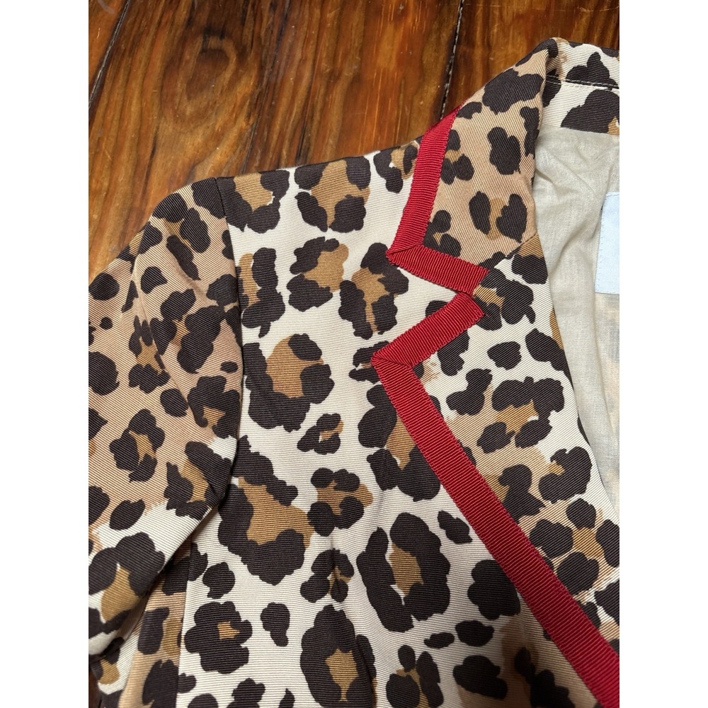 Moschino Cheap & Chic Leopard Print Red Trim Cat Buttons Appliqué Blazer Sz 10 - Picture 10 of 16
